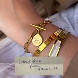 Handwriting T Bar Bracelet With Paperclip Chain