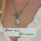 Handwriting T Bar Necklace With Rope Chain