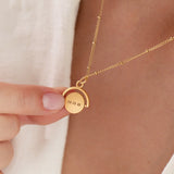 Spinning Disc Necklace with Double Engraving (Gold)