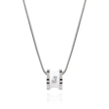 Signature Initial Necklace (White and Silver)
