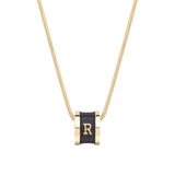 Signature Initial Necklace (Black and Gold)