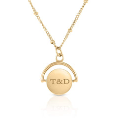 Spinning Disc Necklace with Double Engraving (Gold)