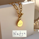 Handwriting T Bar Bracelet With Paperclip Chain