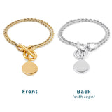 Handwriting T Bar Bracelet With Rope Chain