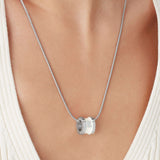 Signature Initial Necklace (White and Silver)