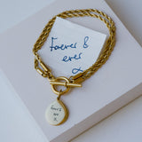 Handwriting T Bar Bracelet With Rope Chain