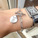 Handwriting T Bar Bracelet With Paperclip Chain