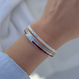 Enamel Bangle With Clasp (Silver)