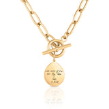 Handwriting T Bar Necklace With Paperclip Chain