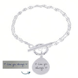 Handwriting T Bar Bracelet, Double Fine Chain