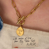 Handwriting T Bar Necklace With Paperclip Chain
