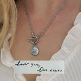 Handwriting T Bar Necklace With Rope Chain