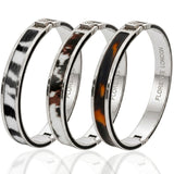 Animal Print Hinge Signature Bangle - Silver