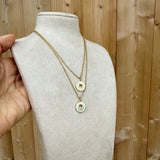 SAMPLE (New) - Roman Numeral Gold Cream Pendant Necklace