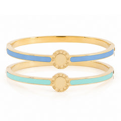 Oval Clasp Enamel Bangle (Gold)