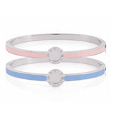 Oval Clasp Enamel Bangle (Silver)
