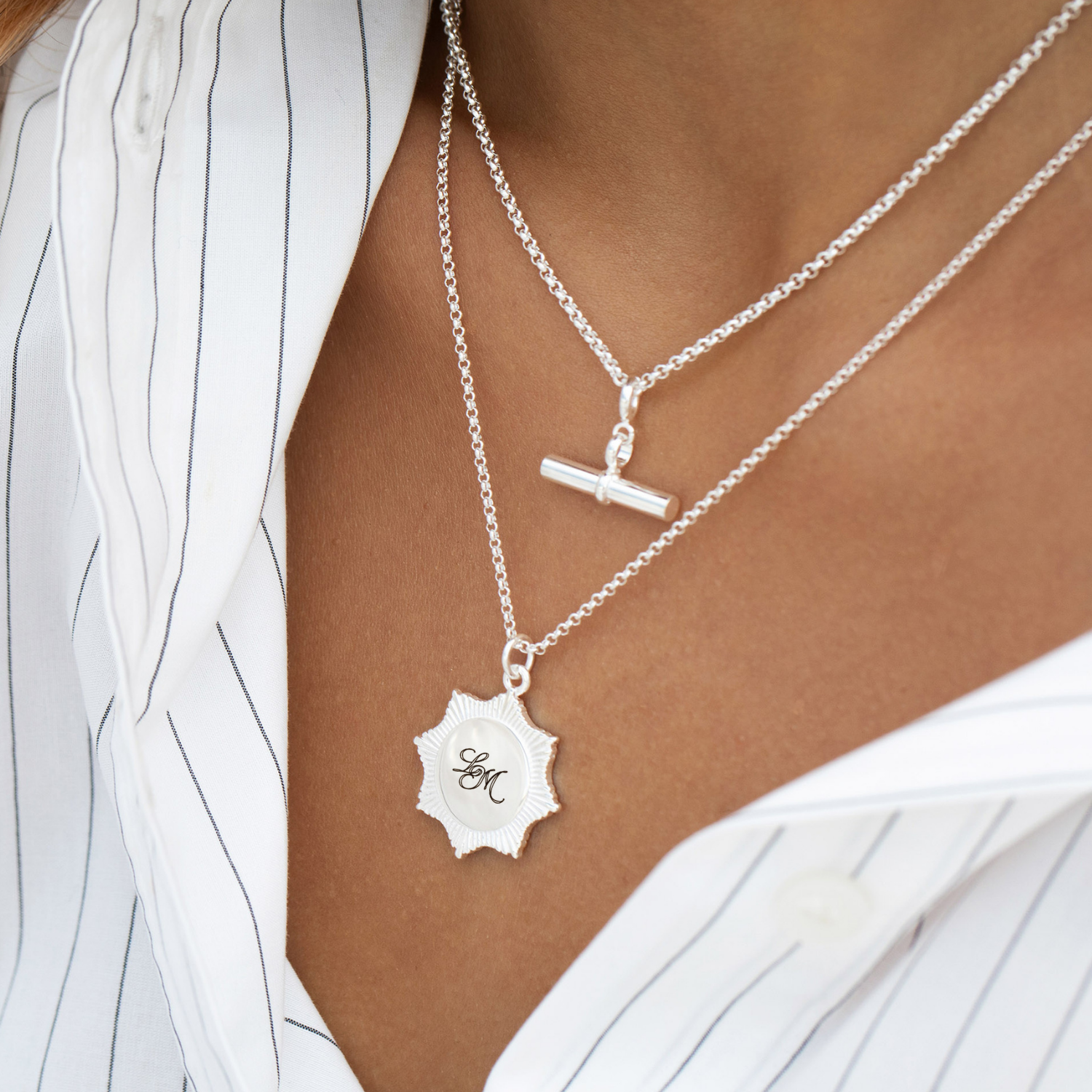 Women's Engraved Badge Necklace