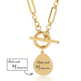 Handwriting T Bar Necklace, Paperclip Chain