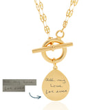 Handwriting T Bar Necklace, Double Fine Chain