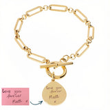 Handwriting T Bar Bracelet, Paperclip Chain