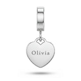 Silver Engraved Heart Charm