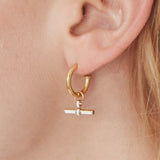 Women's T-Bar Enamel Hoop Earrings