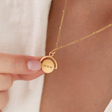 Spinning Disc Necklace with Double Engraving (Gold)