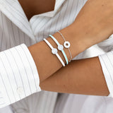 Oval Clasp Enamel Bangle (Silver)