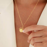Spinning Disc Necklace with Double Engraving (Gold)
