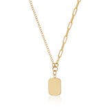 Gold Brick Enamel Necklace Stacked Initials