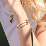Oval Clasp Enamel Bangle (Gold)