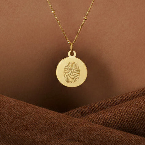 Women's Engraved Disc Fingerprint Necklace