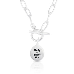 Handwriting T Bar Necklace With Paperclip Chain