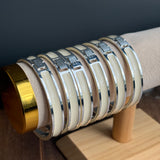 Sample sale | new with defect | Cream and silver hinge bangle