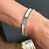 Sample sale | new with defect | Cream and silver hinge bangle