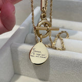 Handwriting T Bar Necklace With Rope Chain