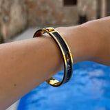 Animal Print Hinge Signature Bangle - Gold