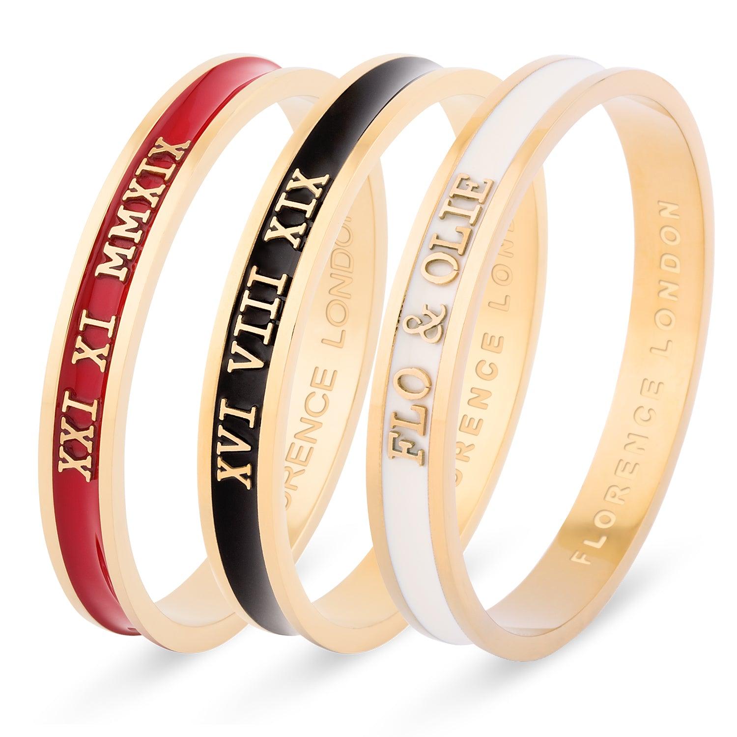 Shop the Iconic Enamel Bangles in the Florence London Jewellery Collection! 1 LadiesGoldBanglePersonalised