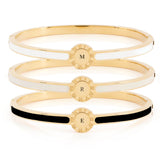 Oval Clasp Enamel Bangle (Gold)