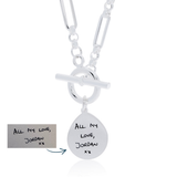 Handwriting T Bar Necklace, Paperclip Chain