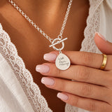Handwriting T Bar Necklace, Belcher Chain