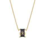 Signature Initial Necklace (Black and Gold)