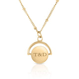 Spinning Disc Necklace with Double Engraving (Gold)