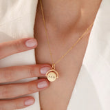 Spinning Disc Necklace with Double Engraving (Gold)