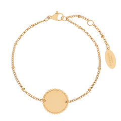 Women's Engraved Beaded Disc Bracelet