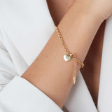 Belcher Chain Bracelet With Heart Pendant