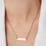 Women's Engraved Enamel Bar Necklace