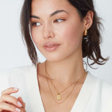 Gold Brick Enamel Necklace Initial and Date