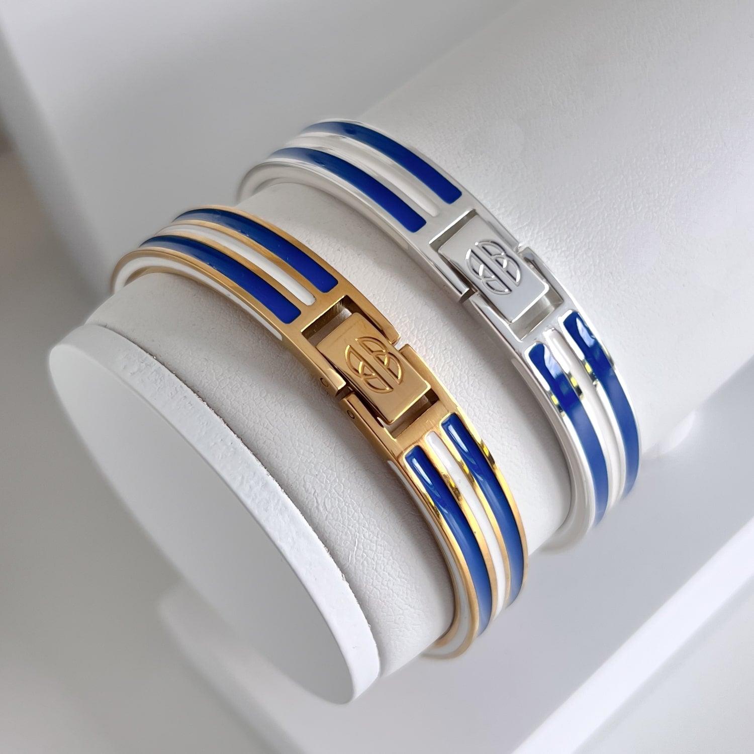 Luxury Personalized and Handmade Jewelry by Florence London 1 Blue Striped Bangles