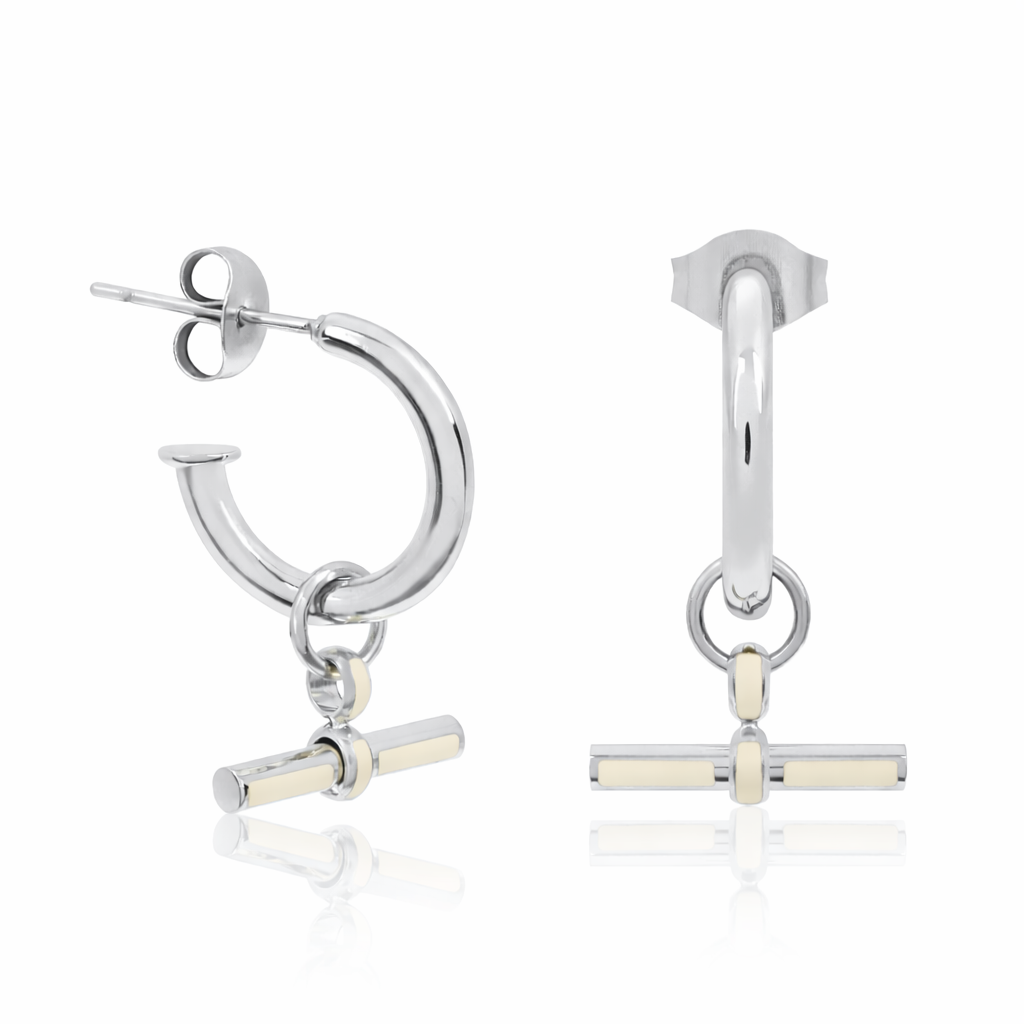 Women's T-Bar Enamel Hoop Earrings